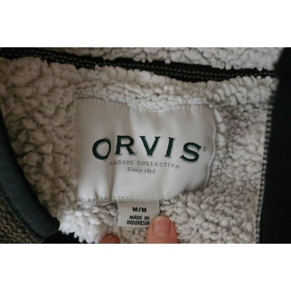 Orvis Long Sleeve Pullover Jacket Mens Size M Brown Fleece Lined High Neck Half - Picture 5 of 8